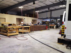 Concrete shop floor being used as construction and assembly in this industrial, commercial business.